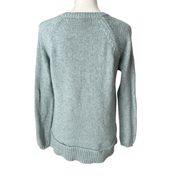 J. JILL Seafoam Green Cotton Sweater Size SP Relaxed Fit Boho Neutral Lagenlook - Picture 3 of 8